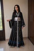 Black & Silver Dragon Kaftan Set — 2-Piece Hand-Embroidered | Moroccan-Asian Fusion Haute Couture | One of a Kind